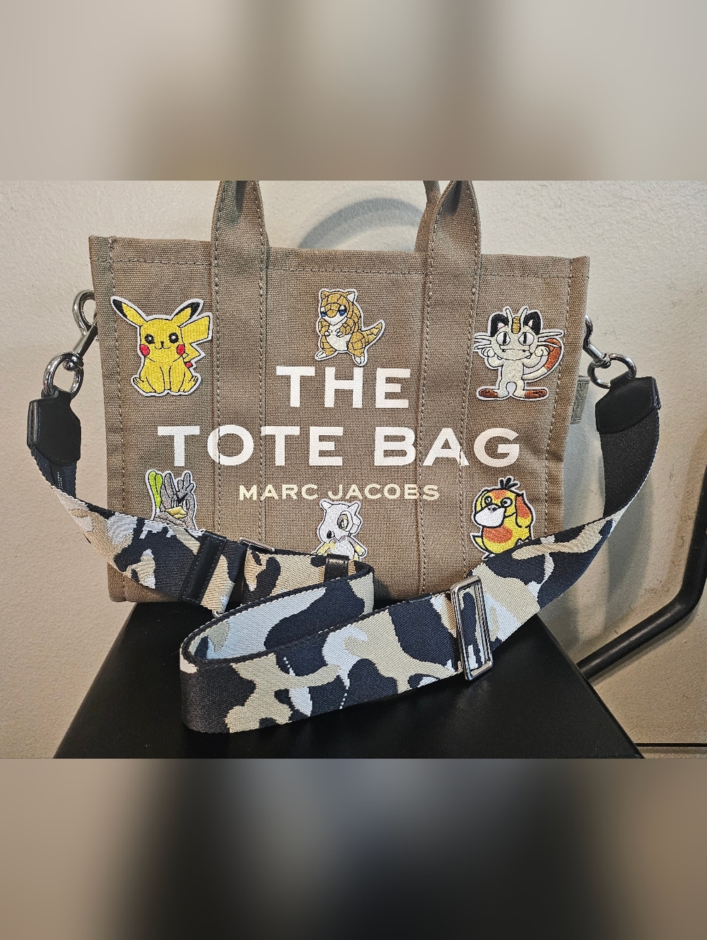 Marc Jacobs Customized Pokemon Tote Bag with MJ Camo Strap- Medium - Picture 1 of 11